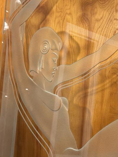 MAGNIFICIENT LARGE SCALE ART DECO REVIVAL CARVED GLASS PANELS