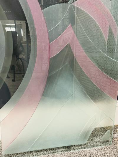 MAGNIFICIENT LARGE SCALE ART DECO REVIVAL CARVED GLASS PANELS