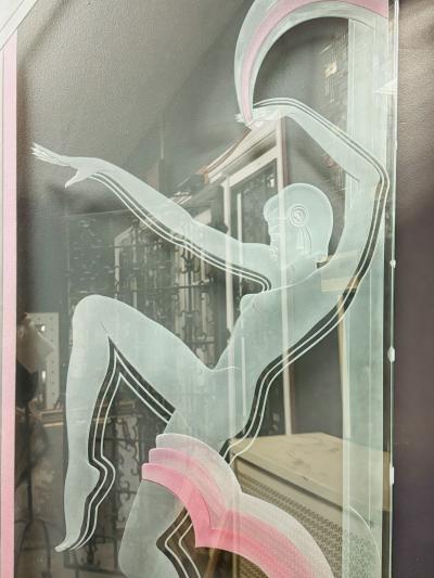 MAGNIFICIENT LARGE SCALE ART DECO REVIVAL CARVED GLASS PANELS
