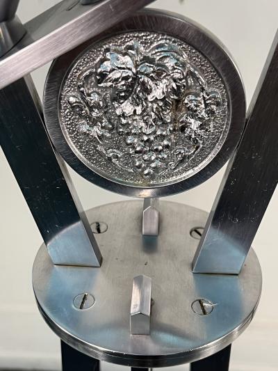 MAGNIFICIENT MODERNIST NICKELED BRONZE CHURCH FLOOR CANDELABRA