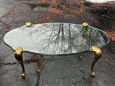 MAISON JANSEN BRONZE ACANTHUS LEAF CABRIOLE LEG COFFEE TABLE