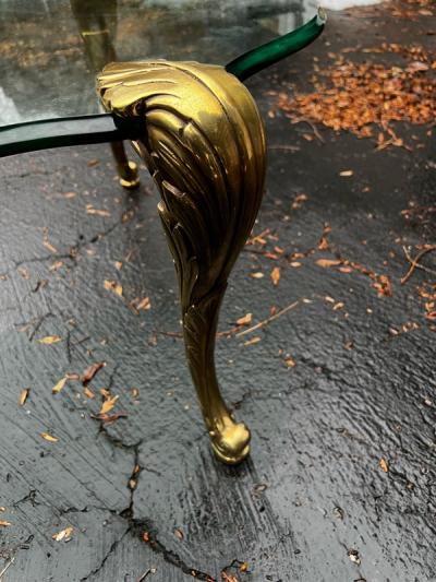 MAISON JANSEN BRONZE ACANTHUS LEAF CABRIOLE LEG COFFEE TABLE