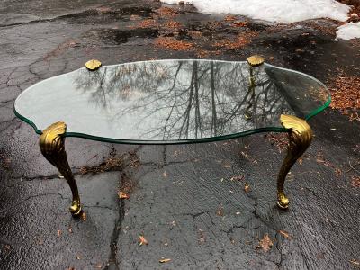 MAISON JANSEN BRONZE ACANTHUS LEAF CABRIOLE LEG COFFEE TABLE