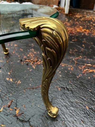 MAISON JANSEN BRONZE ACANTHUS LEAF CABRIOLE LEG COFFEE TABLE