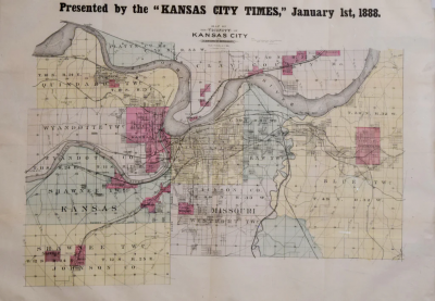 MAP OF THE VICINITY OF KANSAS CITY PRESENTED BY THE KANSAS CITY TIMES