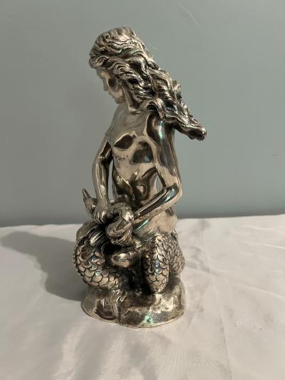 MARCELLO MINOTTO RARE SUPERB NINE PIECE SEA THEMED SILVER PIECE SET ON MIRROR TRAY BY BUCCELLATI