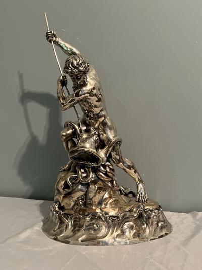 MARCELLO MINOTTO RARE SUPERB NINE PIECE SEA THEMED SILVER PIECE SET ON MIRROR TRAY BY BUCCELLATI