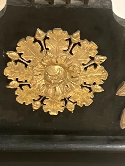 MARTIN PIGNERET FRENCH EMPIRE LYRE CLOCK EBONIZED WOOD AND GILT BRONZE WITH STAR PENDULUM