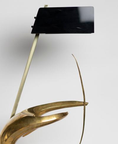 MAXIME DELO GILT BRONZE TABLE LAMP REPRESENTING AN ARCHER BY MAXIME DELO FOR PRAGOS