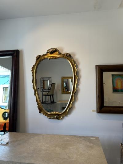 MCM Italian Gilt Silvered Wood Wall Mirror