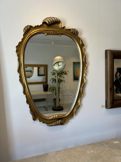 MCM Italian Gilt Silvered Wood Wall Mirror