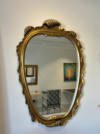 MCM Italian Gilt Silvered Wood Wall Mirror