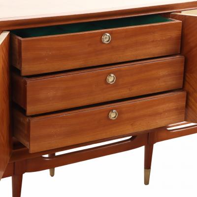 MCM Mahogany Sideboard with Argent Parchment Covered Doors C 1950