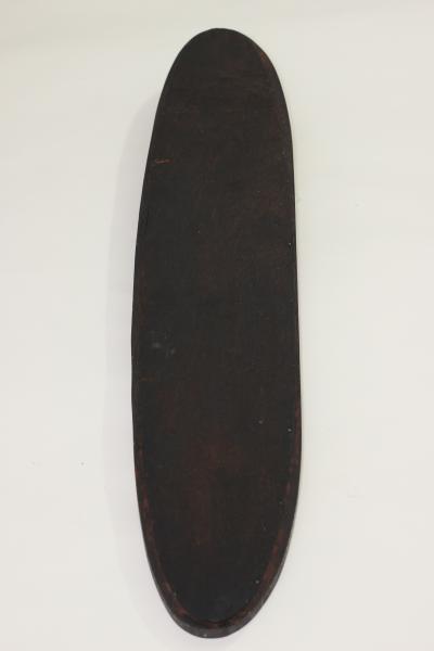 MCM Narrow Oval Walnut Frame Wall Mirror with Beveled Glass 1960 Italy