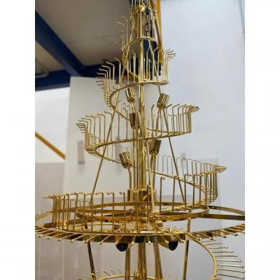 MCM Oversized Chandelier Quadriedro Design in Fum and Gold Twister