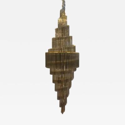 MCM Oversized Chandelier Quadriedro Design in Fum and Gold Twister