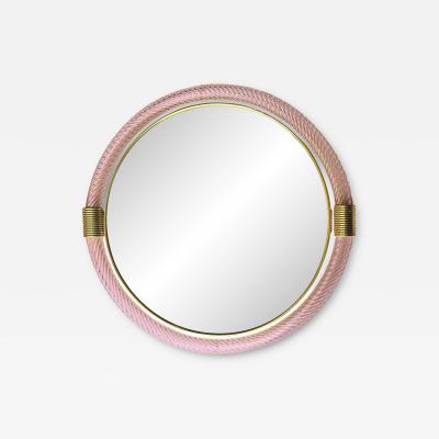 MCM Round Torchon Torciglione Murano Glass Mirror in Barovier Style