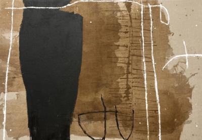 MEIGHAN MORRISON Untitled 2021 Large Brown Black White Abstract Painting by Meighan Morrison