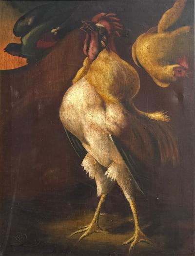 MELCHIOR D HONDECOETER VICTORIOUS ROOSTER PAINTING AFTER MELCHIOR DHONDECOETER