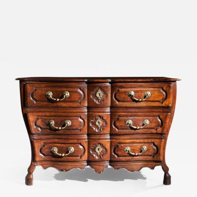 MID 18TH CENTURY LOUIS XV BOMBE SHAPED CHESTNUT PROVINCIAL COMMODE