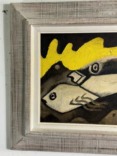 MID CENTURY ABSTRACT FISH PAINTING