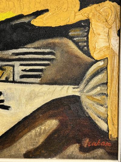 MID CENTURY ABSTRACT FISH PAINTING