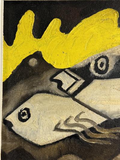 MID CENTURY ABSTRACT FISH PAINTING