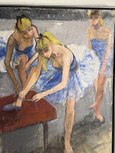 MID CENTURY BALLERINA OIL PAINTING SIGNED