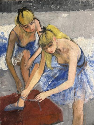 MID CENTURY BALLERINA OIL PAINTING SIGNED