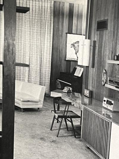 MID CENTURY BLACK AND WHITE NAKASHIMA INTERIOR PHOTOGRAPH