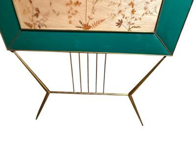 MID CENTURY BRASS AND GLASS DIORAMA WITH BUTTERFLIES HEADBOARD