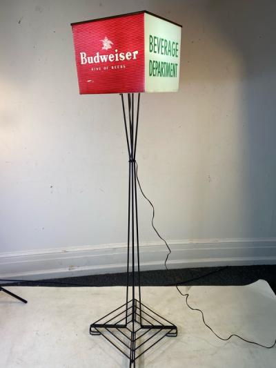 MID CENTURY BUDWEISER ADVERTISING CUBE FLOOR LAMP