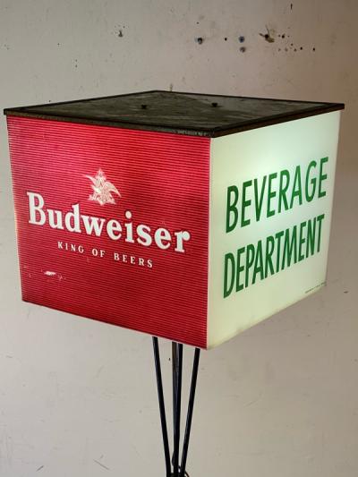 MID CENTURY BUDWEISER ADVERTISING CUBE FLOOR LAMP