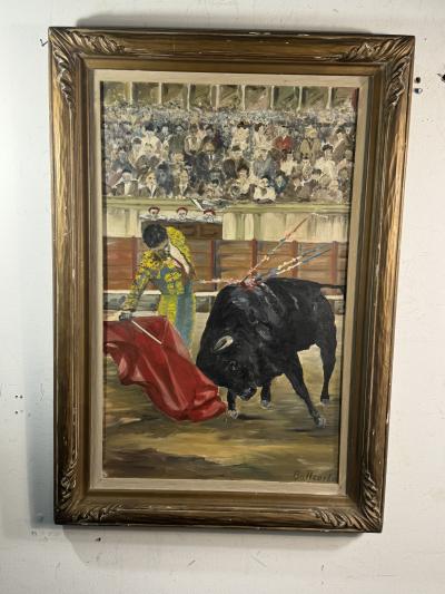 MID CENTURY BULL FIGHTING PAINTING