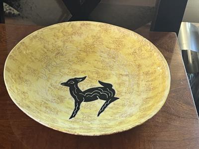 MID CENTURY CERAMIC APACHE DEER PLATE SIGNED TAMARA MANA 1961