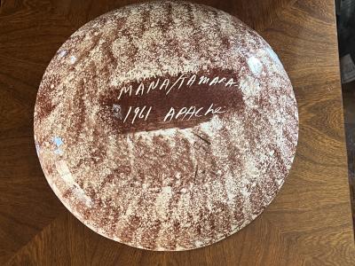 MID CENTURY CERAMIC APACHE DEER PLATE SIGNED TAMARA MANA 1961