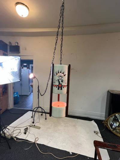 MID CENTURY CERAMIC CONCHA PENDANT CHANDELIER