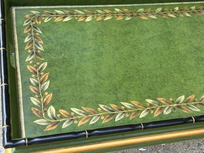 MID CENTURY CHINOISERIE BAMBOO X BASE TRAY COFFEE TABLE