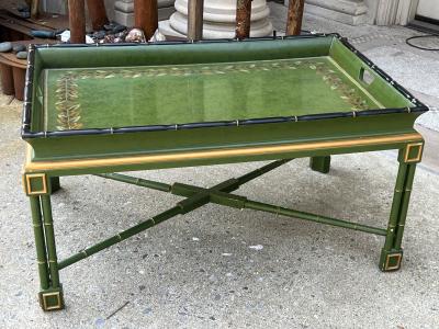 MID CENTURY CHINOISERIE BAMBOO X BASE TRAY COFFEE TABLE