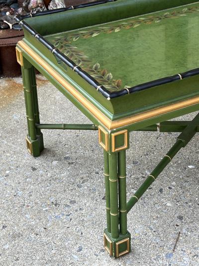 MID CENTURY CHINOISERIE BAMBOO X BASE TRAY COFFEE TABLE