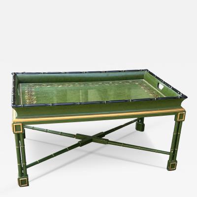 MID CENTURY CHINOISERIE BAMBOO X BASE TRAY COFFEE TABLE
