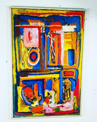 MID CENTURY COLORFUL ABSTRACT PAINTING