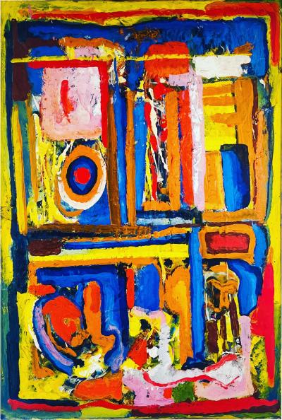 MID CENTURY COLORFUL ABSTRACT PAINTING