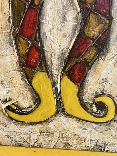 MID CENTURY CREEPY HARLEQUIN PAINTING