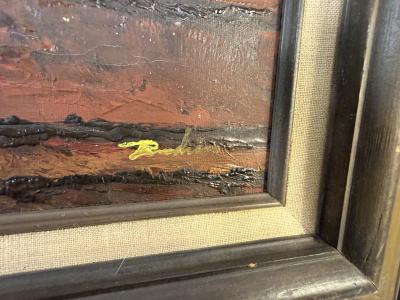 MID CENTURY CUBIST STILL LIFE OF BOWL WITH FIGS SIGNED
