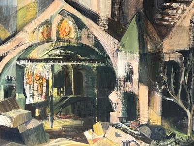 MID CENTURY CUBISTIC ABSTRACT PAINTING SIGNED