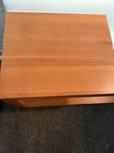 MID CENTURY DANISH MODERN TEAK AND FROSTED GLASS ILLUMINATED TABLES