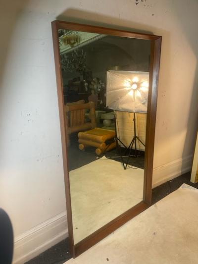 MID CENTURY DANISH MODERN WOOD FRAMED MIRROR
