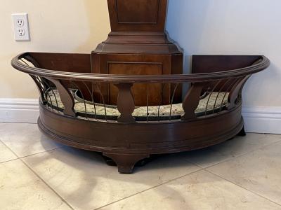 MID CENTURY DECORATIVE WOOD LONG ELECTRIC CLOCK WITH PLANTER BASE