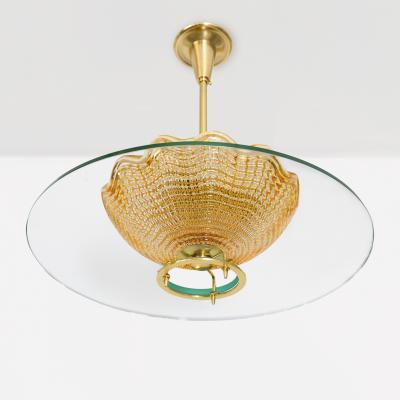 MID CENTURY DOUBLE SHADE PENDANT WITH BRASS DETAILS